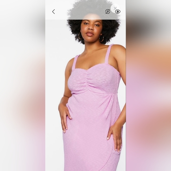 FOREVER 21 3X Plus Knee Length Dress Wisteria Lavender/Pink NWT Sweetheart Neck - Picture 5 of 14